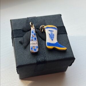 Gold Plated Charm Set Cowboy Boot & Bottle Pendant Pair Cute Mini Charms NWT